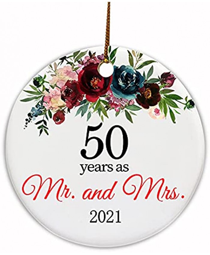 50 Years as Mr. and Mrs. Christmas Tree Ornament Collectible Holiday Keepsake Ceramic Ornament Decorations for 50th Wedding