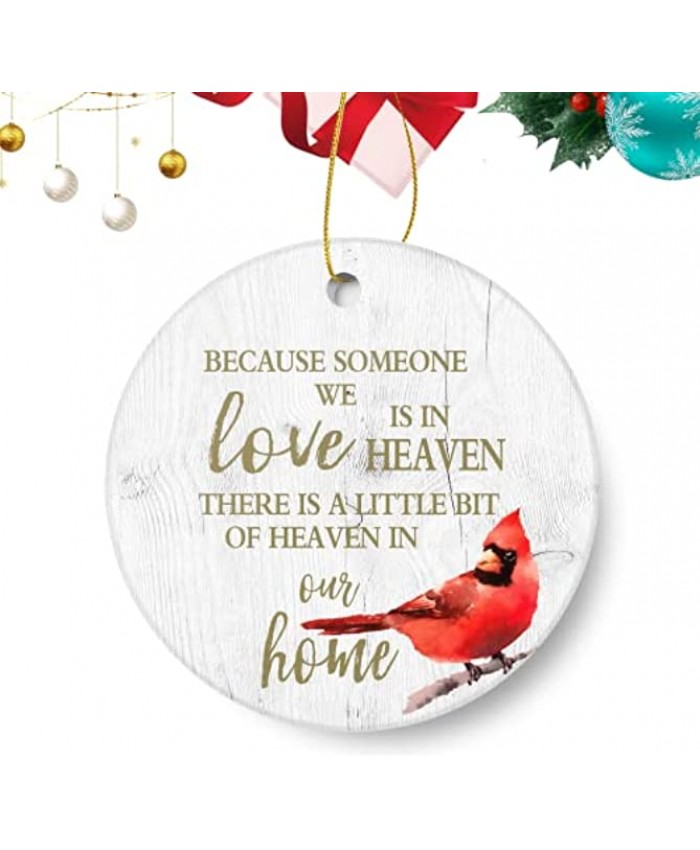 Christmas Decorations 2021 Christmas Ornament Double-Side Commemorative 2021 Ornament Round Ceramic Ornament Keepsake Memorial Christmas Ornament 2021 Someone We Love is in Heaven
