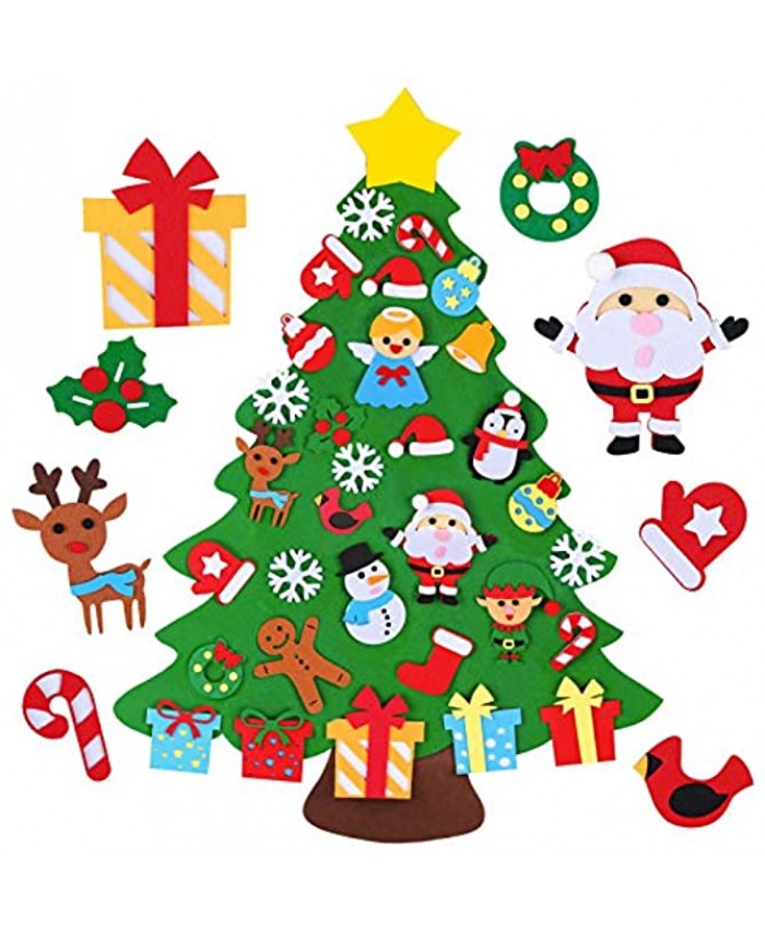 D-FantiX DIY Felt Christmas Tree for Toddlers to Decorate 3.1FT 3D Kids Christmas Tree Set with 32pcs Detachable Ornaments Home Door Wall Hanging Xmas Decorations Gift