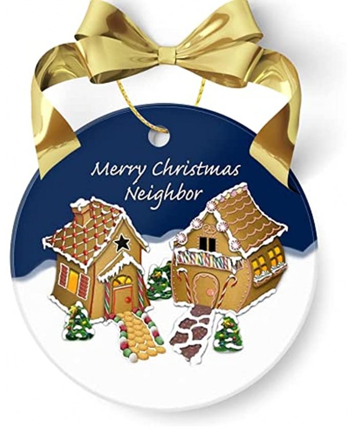 Merry Christmas Neighbor Tree Ornament 2021 Gingerbread House Friendship Gift Happy Holidays Present to Your Neighbor