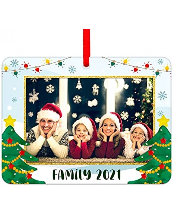 WaaHome Family Christmas Ornaments 2021 Picture Frame Christmas Ornaments Photo Frame Ornaments for Christmas Tree Decorations Gifts