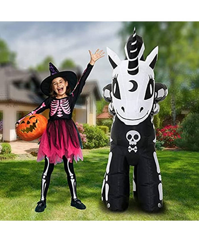 Arspic 5 FT Tall Halloween Inflatables with LED Lights Inflatable Skeleton Unicorn Halloween Blow up Yard Decoration for Holiday Party Outdoor Indoor Yard Garden Lawn Decorations