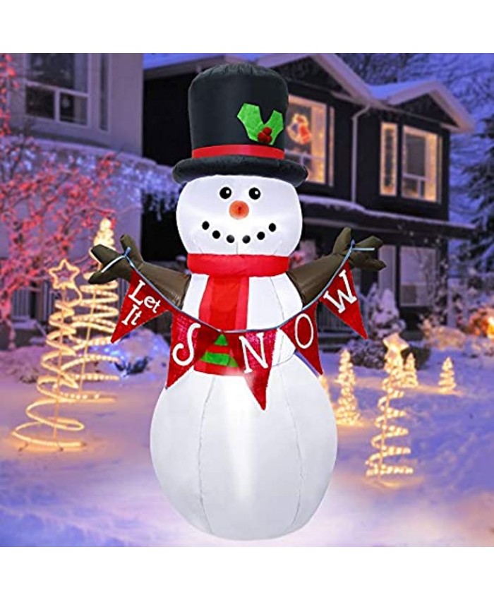 ATDAWN 5ft Christmas Inflatables Blow Up Yard Decorations Inflatable Snowman Christmas Outdoor Decoration Christmas Blow Up Snowman with Banner for Indoor Outdoor Yard Garden Christmas Decorations
