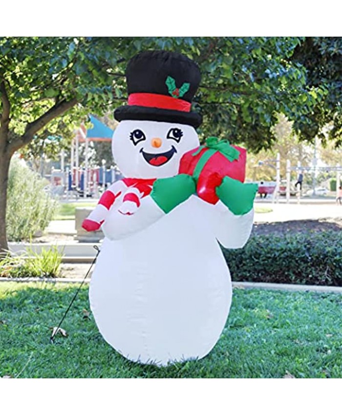 GOOSH 5 FT Christmas Inflatable Outdoor Snowman with a Box Blow Up Yard Decoration Clearance with LED Lights Built-in for Holiday Party Xmas Yard Garden