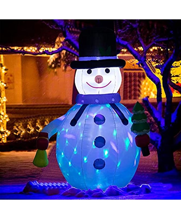 HBlife 6.13 FT Christmas Decorations Inflatable Snowman Cute Blue Hat Blow Up with Colorful Built-in LED Lights Outdoor Holiday Decorations for Front Yard Porch Lawn or Christmas Party Indoor