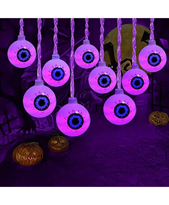 Halloween Decorations Lights,Purple 30LEDs Eyeball Halloween Light Battery Powered Spooky Light Holiday Lights for Party Patio Indoor & Outdoor Use