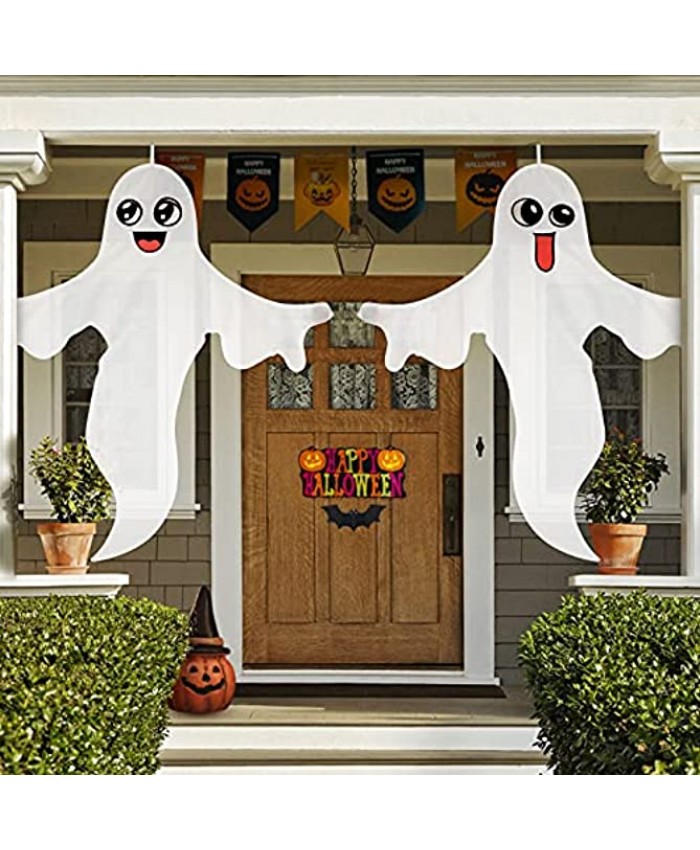 47" Halloween Ghost Hanging Decorations 2 Pack Holiday Halloween Party Decoration Large Cute Tree Hugger Front Yard Patio Lawn Garden Friendly Spooky Party Decor Supplies