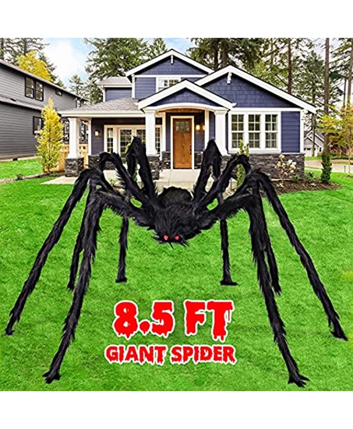 Aiduy Halloween Giant Spider 8.5 Ft Outdoor Halloween Decorations Scary Spider Fake Hairy Spider Props for Halloween Yard Creepy Party Decor Black