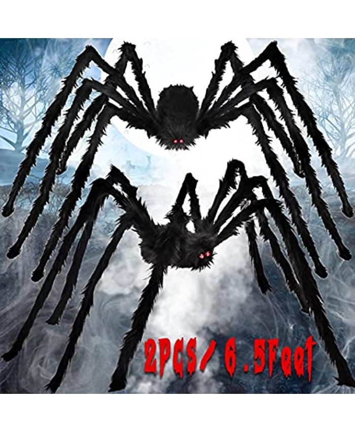 Aitok Halloween Spider Decorations 2 Pack 6.5FT Scary Giant Spiders Fake Hairy Spiders Props for Indoor Outdoor Halloween Decorations Lawn Yard Party Creepy Decor