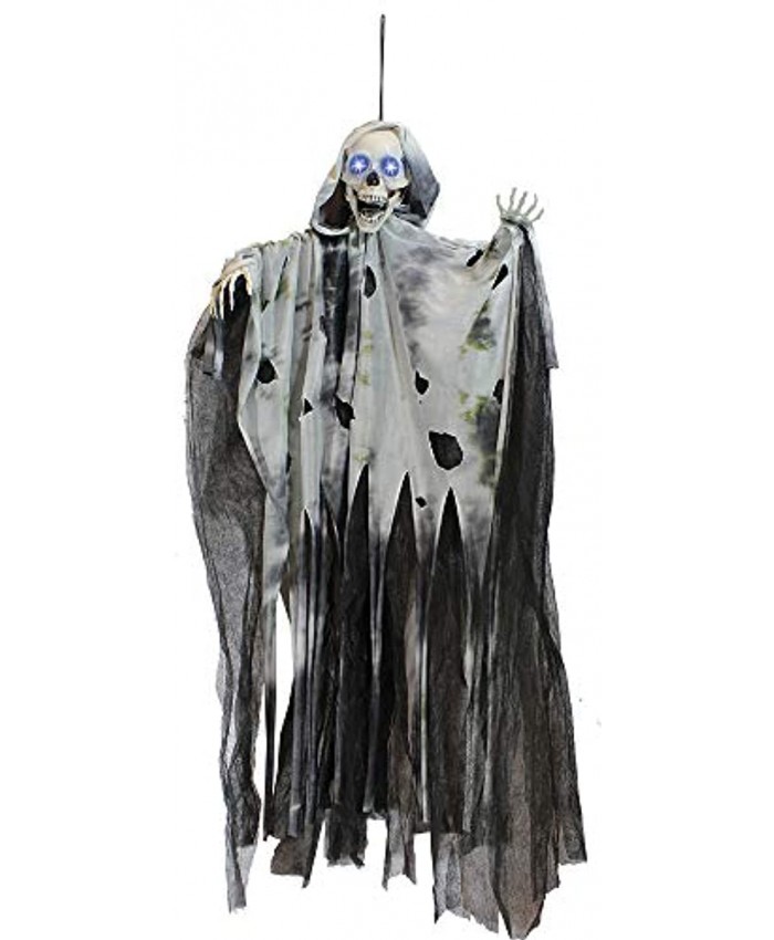 JOYIN 36" Animated Hanging Grim Reaper Ghost with Led Eyes & Creepy Sounds & Moving Head for Best Halloween Props