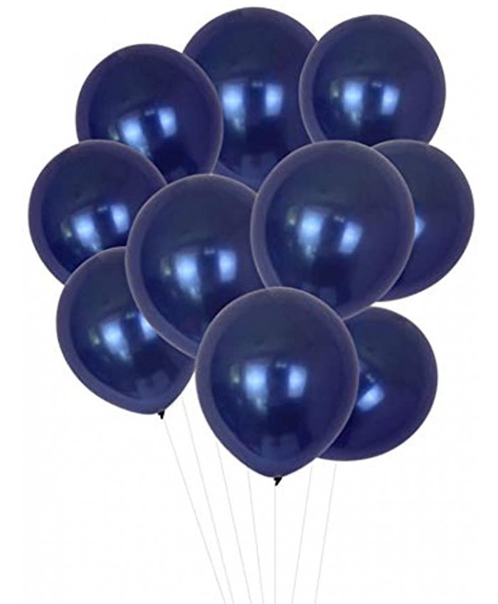 100 Pack Chrome Navy Blue Balloons 12 Inch Round Helium Pearl Metallic Dark Blue Balloons for Wedding Birthday Christmas Party Decoration Navy Blue