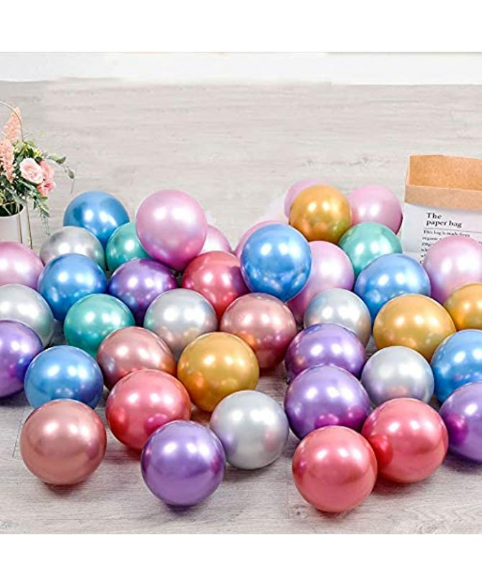 100pcs 5inch Tiny Mixed Chrome Metallic Latex Balloons for Birthday Party Bridal Baby Shower Engagement Wedding Party Decorations Mixed