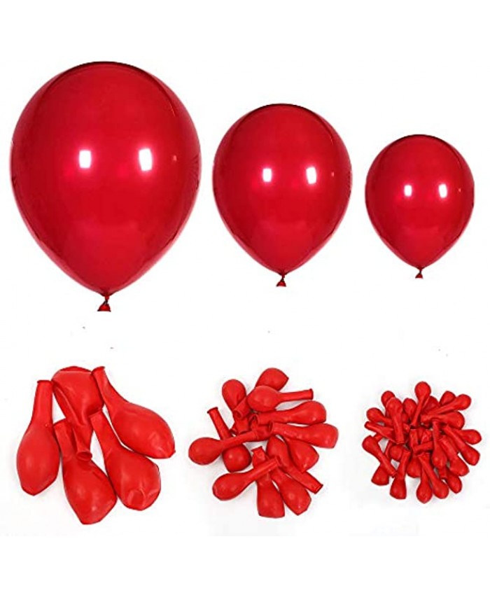 105Pack Red Balloons 18inch 10inch 5inch Red Latex Balloons Premium Helium Quality Red Helium Balloons For Party Supplies and DecorationsWith Decorative Strip