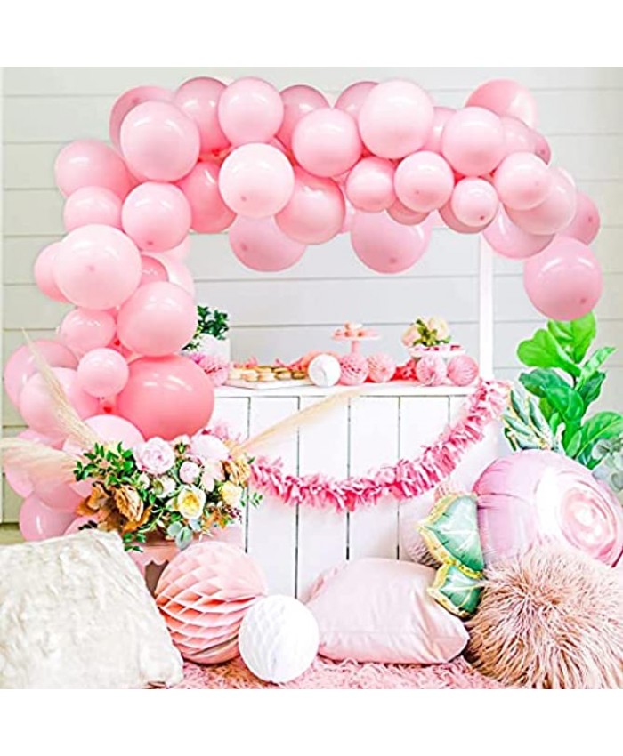 108pcs Pastel Pink Balloon Garland Arch Kit 5” 10” 12” 18 inch Light Baby Pink Latex Party Balloons Set with Balloon Strip for Wedding Birthday Girl Baby Shower Engagement Party Decorations