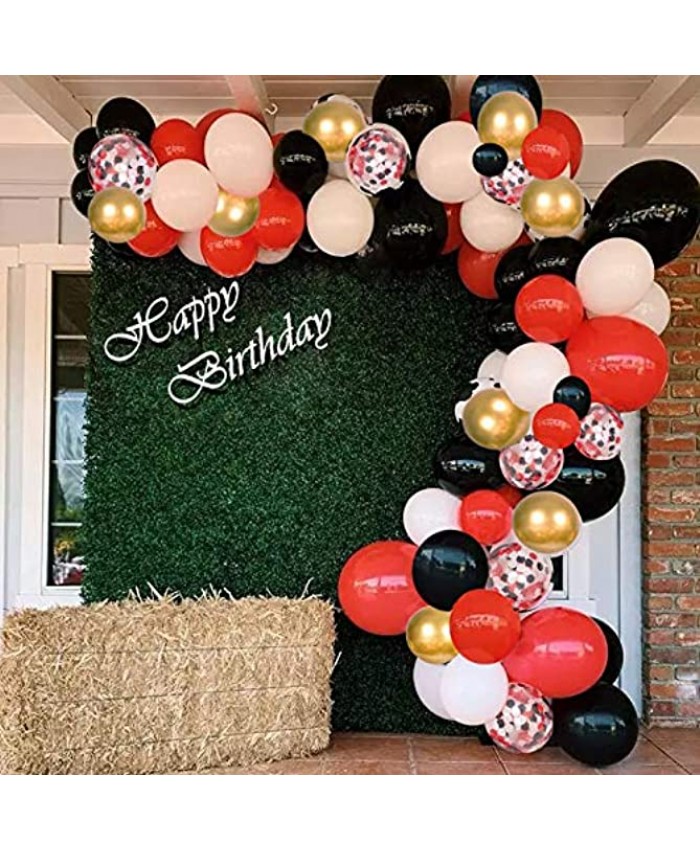 125pcs Gold Black Red Confetti Balloon Arch Garland Kit Gold White Black Red Confetti Balloons for Graduation New Year Party Wedding Birthday Baby Shower Decorations