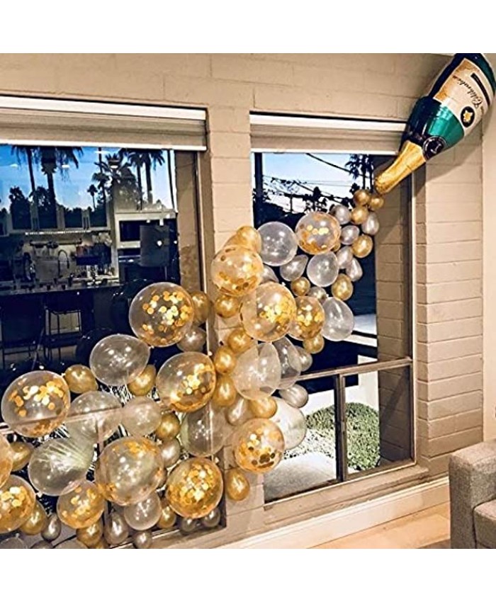 88 PCS Champagne Bottle Balloon Garland Arch Kit Gold Silver Clear Balloons for Birthday Party Birthday Wedding Bridal Baby Shower Bachelorette Anniversary Party Balloons Decorations