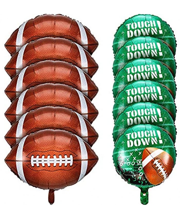 Football Balloons Set Football Field Balloons and Football Foil Balloons for Tailgate Game Day Football Theme Supplies Birthday Party Decorations 12 Pieces