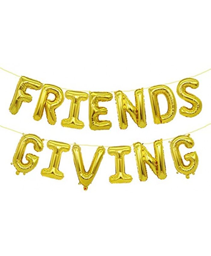 MAIAGO Friendsgiving Balloon Banners 16 Inches Gold Foil Letter Balloons Decoration Backdrop for Thanksgiving Party- Gold