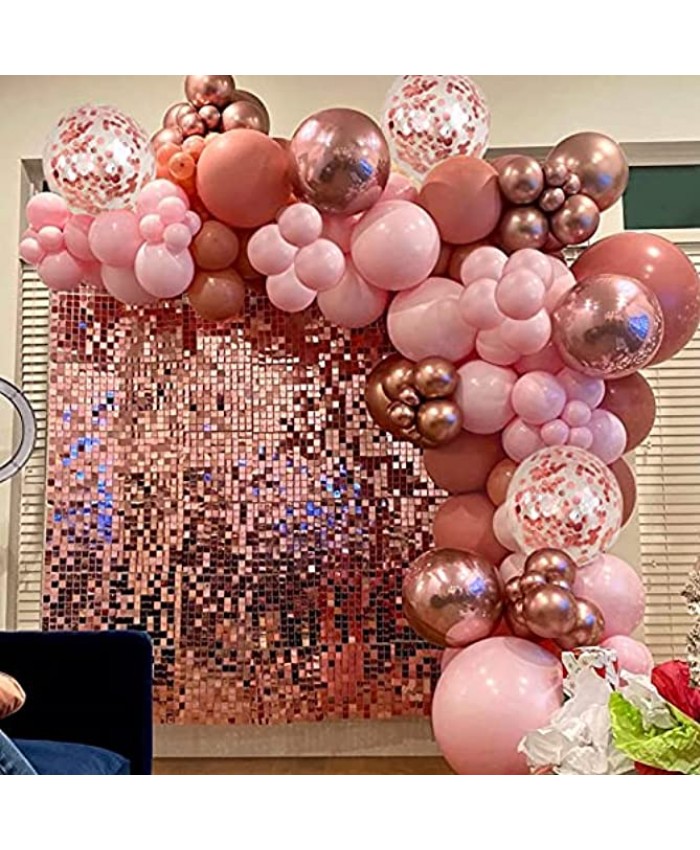 Oynearo Retro Pink Balloon Arch Garland Kit-124PCS Pink and Rose Gold Metallic Balloons for Wedding Bachelorette Anniversary Baby Shower Birthday Party Decorations Backdrop Decor