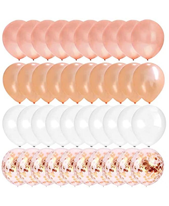 Rose Gold Confetti Latex Balloons 50 pack 12 Inch White Helium Balloons for Birthday Party Decorations