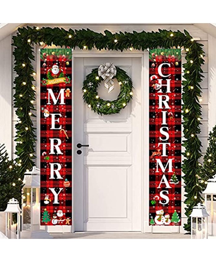 DmHirmg Christmas Porch Banner,Porch Christmas Decorations Merry Christmas Banner Christmas Porch Sign,Christmas Hanging Porch Sign Xmas Hanging Decoration