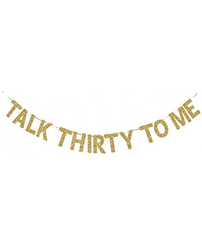 Talk Thirty to Me Banner Fun Gold Gliter Paper Sign Decors for Men Women 30th Birthday Party Photoprops