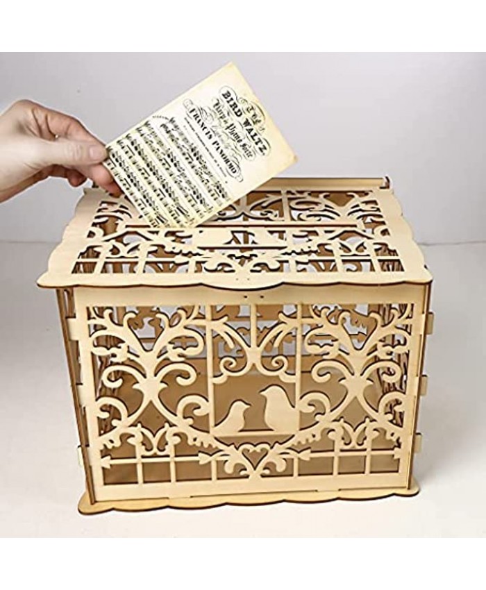 Alnicov Wooden Wedding Card Box,Rustic Wedding Decor Box with Lock for Reception Wedding Anniversary Birthday Party Graduation Party Decorations