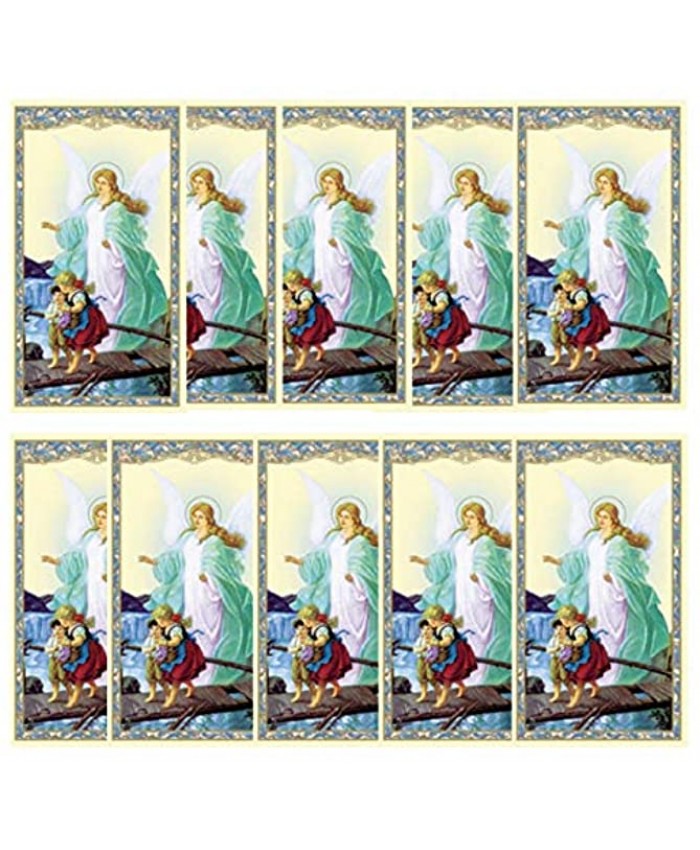 H HOLLY LINES Guardian Angel Prayer Cards Features Traditional Prayer for Kids and Infants Guardian Angel and The Children on The Bridge Set of Ten.