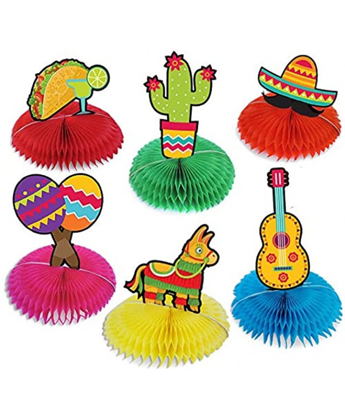 Cinco De Mayo Party Decorations Fiesta Taco Bar Party Decor 6 pcs Colorful Honeycomb Table Centerpiece for Mexican Theme Baby Shower Graduation Birthday Anniversary Celebration