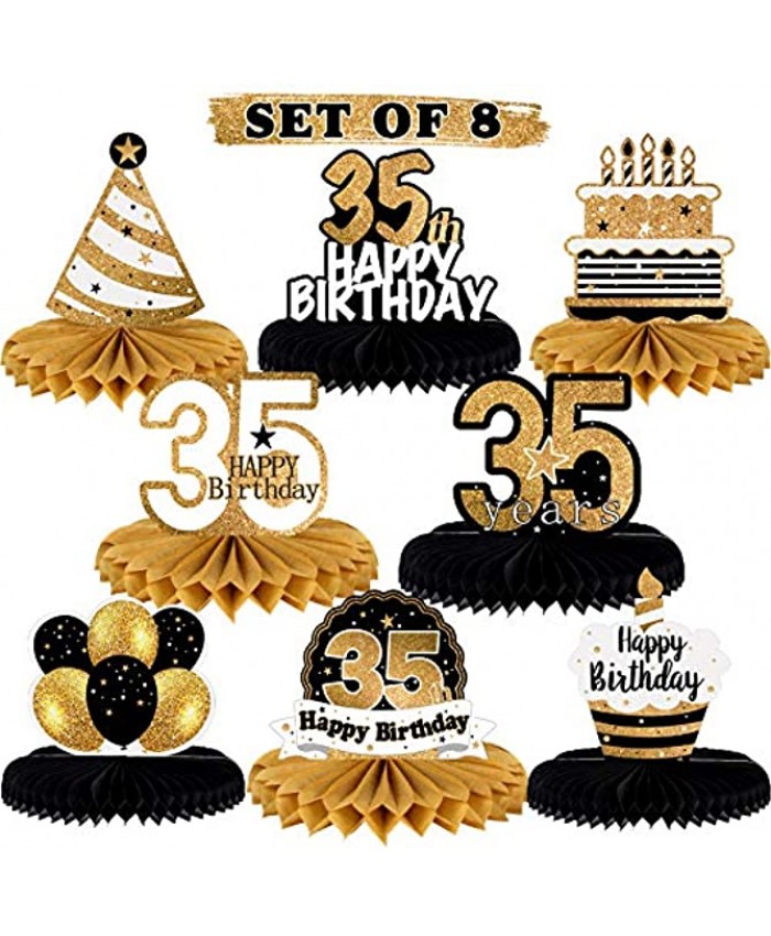 LINGTEER Happy 35th Birthday Table Honeycomb Centerpieces Cheers to 35th Birthday 35 Years Old Party Table Decorations Gift Sign.