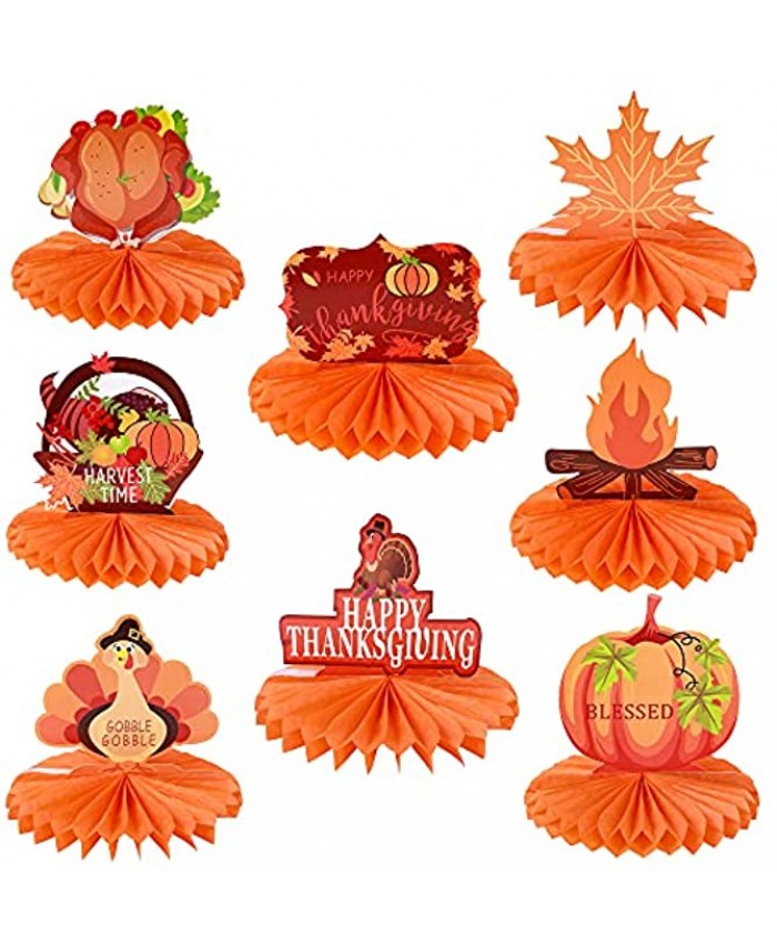 Thanksgiving Day Table Decorations Turkey Pumpkin Honeycomb Centerpieces for Thanksgiving Party Autumn Theme Birthday Baby Shower Party Supplies