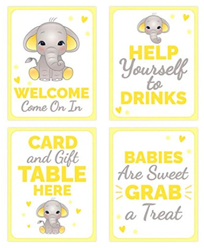 Yellow Elephant Baby Shower Table Decorations Signs Centerpiece Decor Supplies Gender Neutral