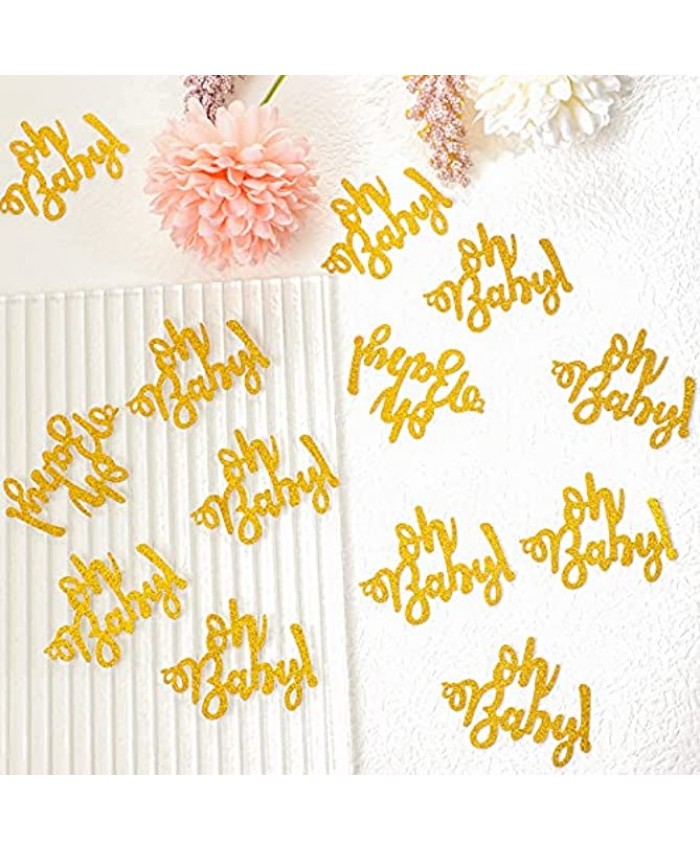 100 Pieces Baby Confetti Decors Gold Glitter Baby Scatter Table Confetti Baby Cupcake Toppers Cute Baby Shower Paper Confetti for Baby Shower Gender Reveal Baby Birthday Party Decoration