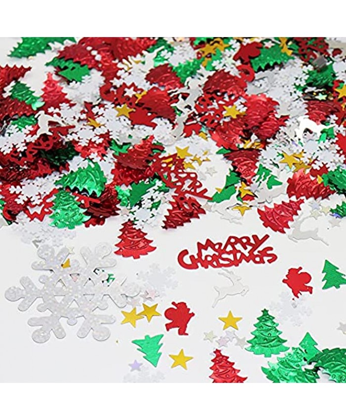 2500PCS Christmas Confetti Glitter Xmas Metallic Foil Snowflake Santa Sequins Sprinkles Confetti for Christmas Table Scatters Party Supplies Wedding Christmas Birthday Party Decorations