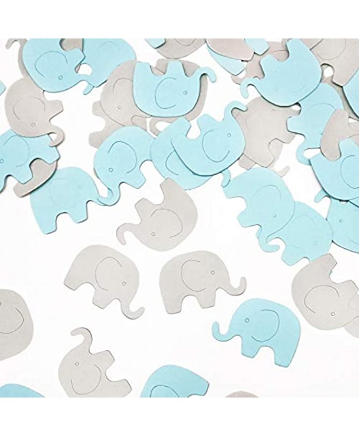 Blue Elephant Confetti Elephant Scatter Baby Shower Decoration for Boy Baby Shower Birthday Party Elephant Theme Party Supplies Gender Reveal Party Decoration Blue+Gray 100 Pcs