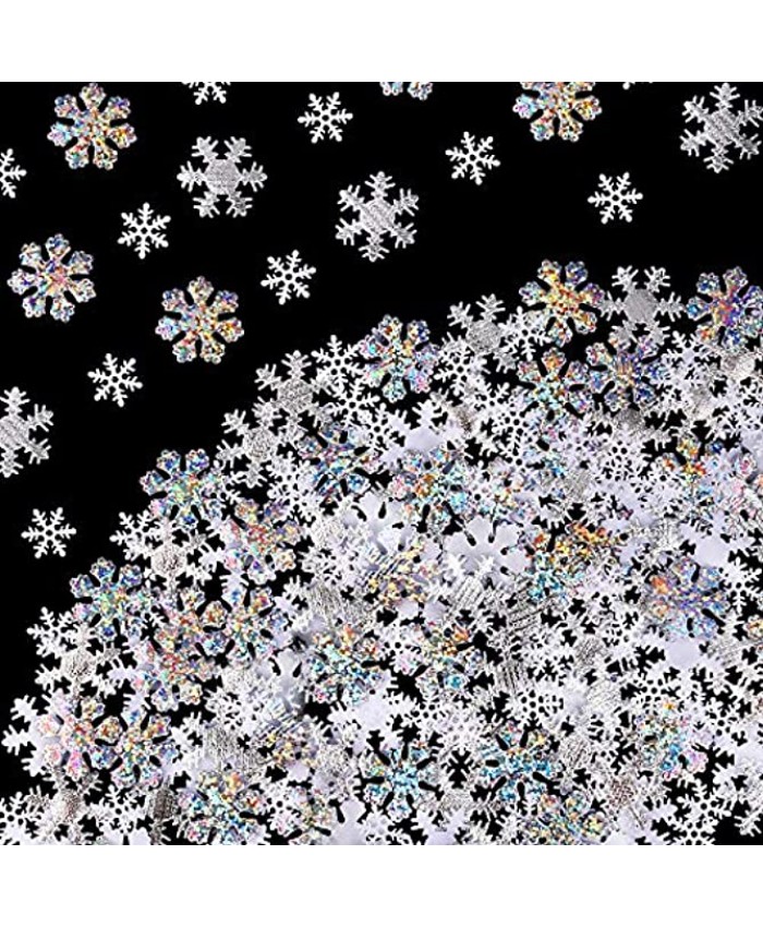 Christmas Snowflake Confetti Decoration300pcs,Konsait Large Shimmer Snowflakes Cake Table Confetti for Xmas Party Decor Accessories winter wedding happy new year Arts Crafts party Decoration Supplies