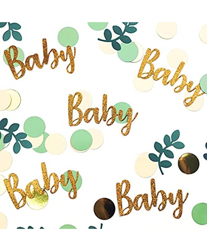NICROHOME Baby Shower Centerpieces-Champaign Gold Ivory Sage Green Table Scatter Confetti 50g Forest Baby Gender Reveal Jungle Birthday Decorations