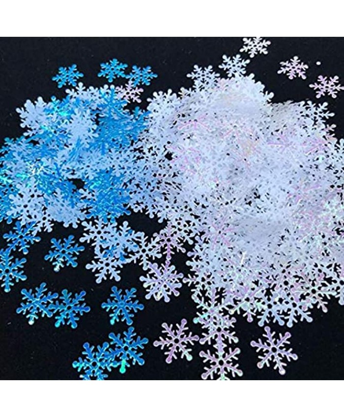 OuMuaMua 1200Pcs Snowflakes Confetti Decorations for Christmas White and Blue Winter Confetti Snow Party Pack for Wedding Birthday Holiday Party Table Decorations Supplies