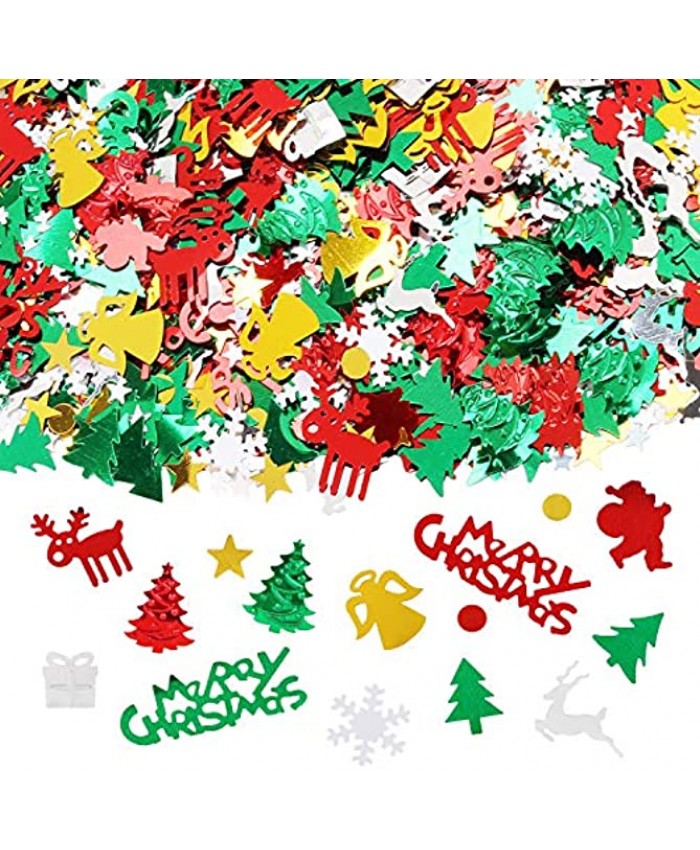 Outgeek Christmas Confetti 6 Pack Party Confetti 100g Christmas Table Confetti for Party Decorations Snowflake Santa Pine Merry Christmas Alphabet Decoration