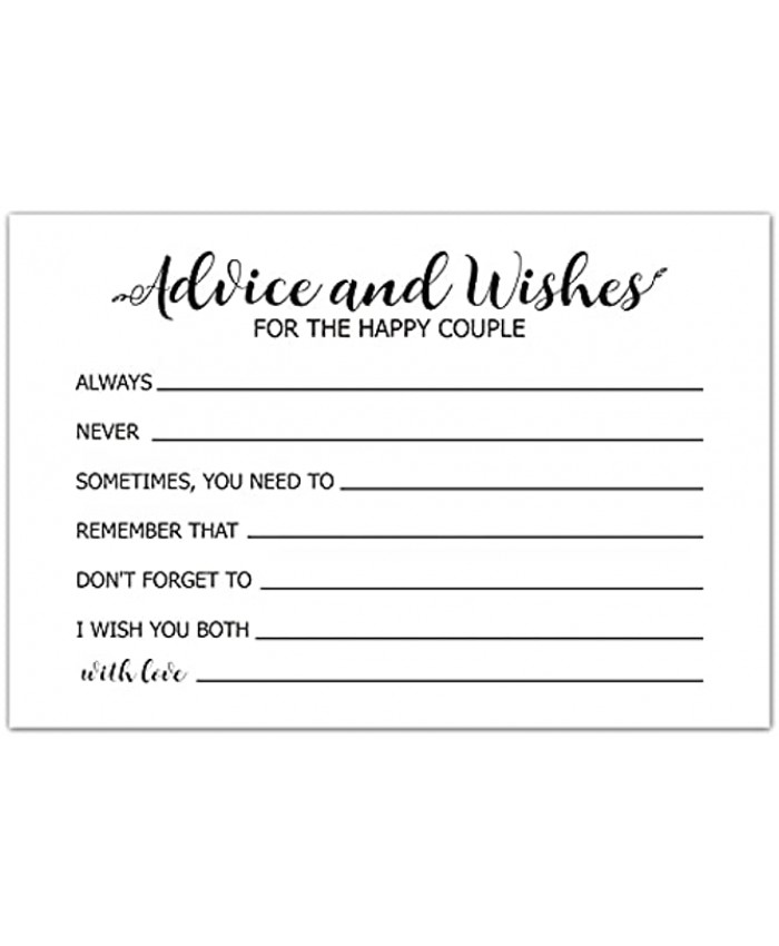 Advice and Wishes Cards for The Happy Couple Mr and Mrs Bride & Groom Newlyweds Wedding Advice Cards Perfect for Bridal Shower Wedding Wedding Guest Book Alternative Pack of 50 4x6 Inch