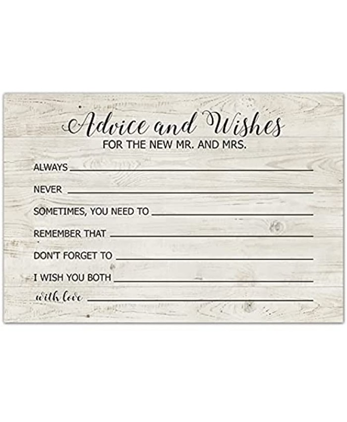 Advice and Wishes Cards for the New Mr and Mrs Bride & Groom Newlyweds Wedding Advice Cards Perfect for Bridal Shower or Wedding Wedding Guest Book Alternative Pack of 50 4x6 Inch