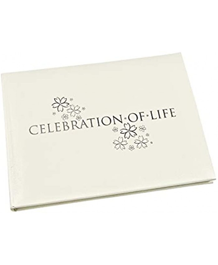 'Celebration of Life' Funeral Guest Book Informal Lined Inner Page Format Boxed White Size: 8.9" x 6.7"