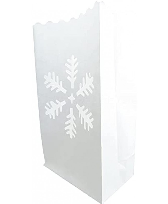 CleverDelights White Luminary Bags 50 Count Snowflake Design Christmas Holiday Luminaria