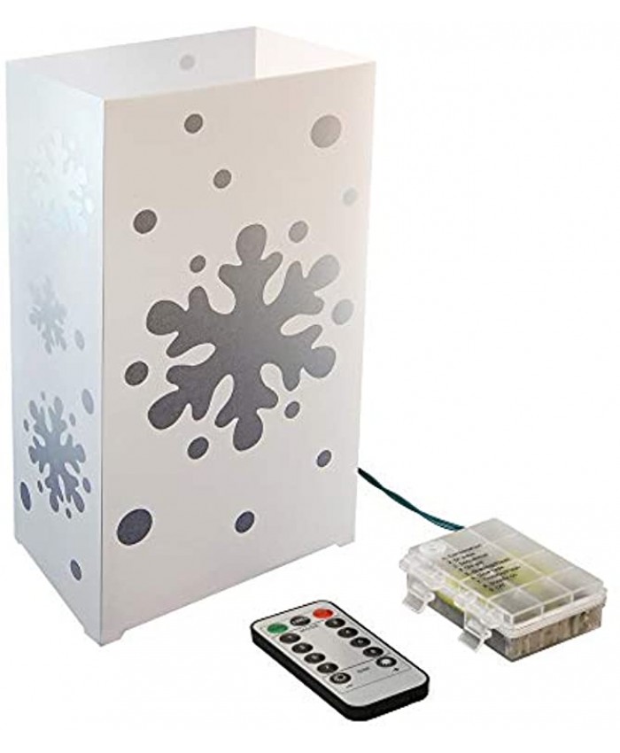 Lumabase 82906 Remote Control Battery Operated LED Luminaria Kit 6 Count Silver Snowflake