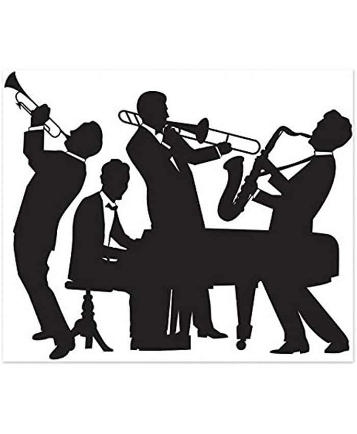 Beistle 20's Jazz Band Insta Mural Complete Wall Decoration Mardi Gras Music Party Supplies 5' x 6' Black White