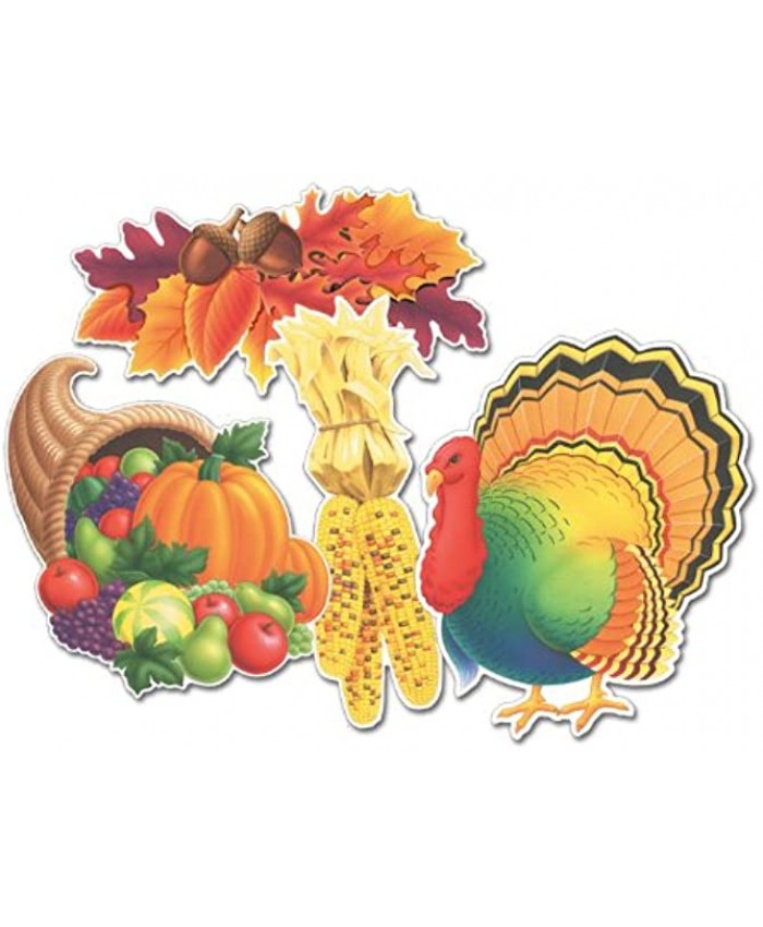 Beistle 4-Pack Decorative Packaged Thanksgiving Cutouts 14-Inch
