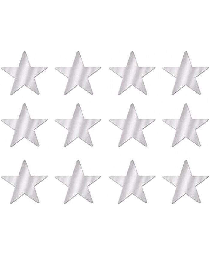 Beistle 57027-S Silver Metallic Star Cutouts 3-1 2 Inch 12 Pieces Per Package