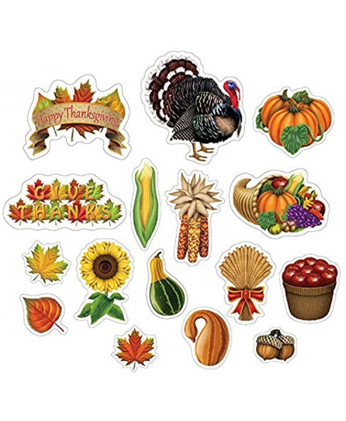 Beistle Assorted Thanksgiving Decorating Cutouts 16 Pcs multicolored