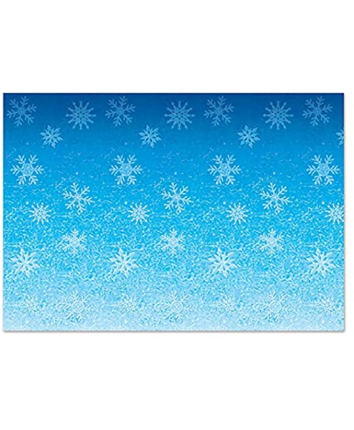 Beistle Printed Plastic Holiday Ice Snowflake Winter Wonderland Photography Backdrop Background Christmas Party Decorations 4' x 30' Blue White