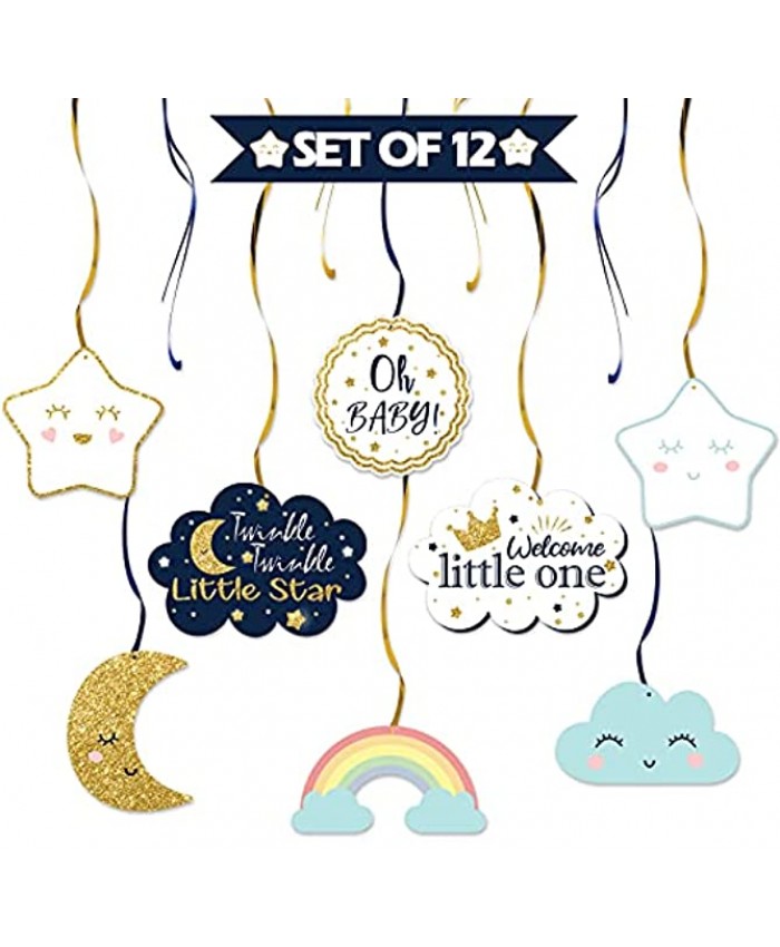 LINGTEER Twinkle Twinkle Little Star Swirls Streamers Cheers to Baby Shower Birthday Party Hanging Decorations Boy.